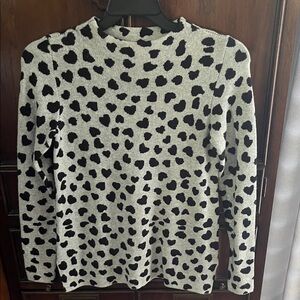 LOFT Gray and Black Patterned Sweater